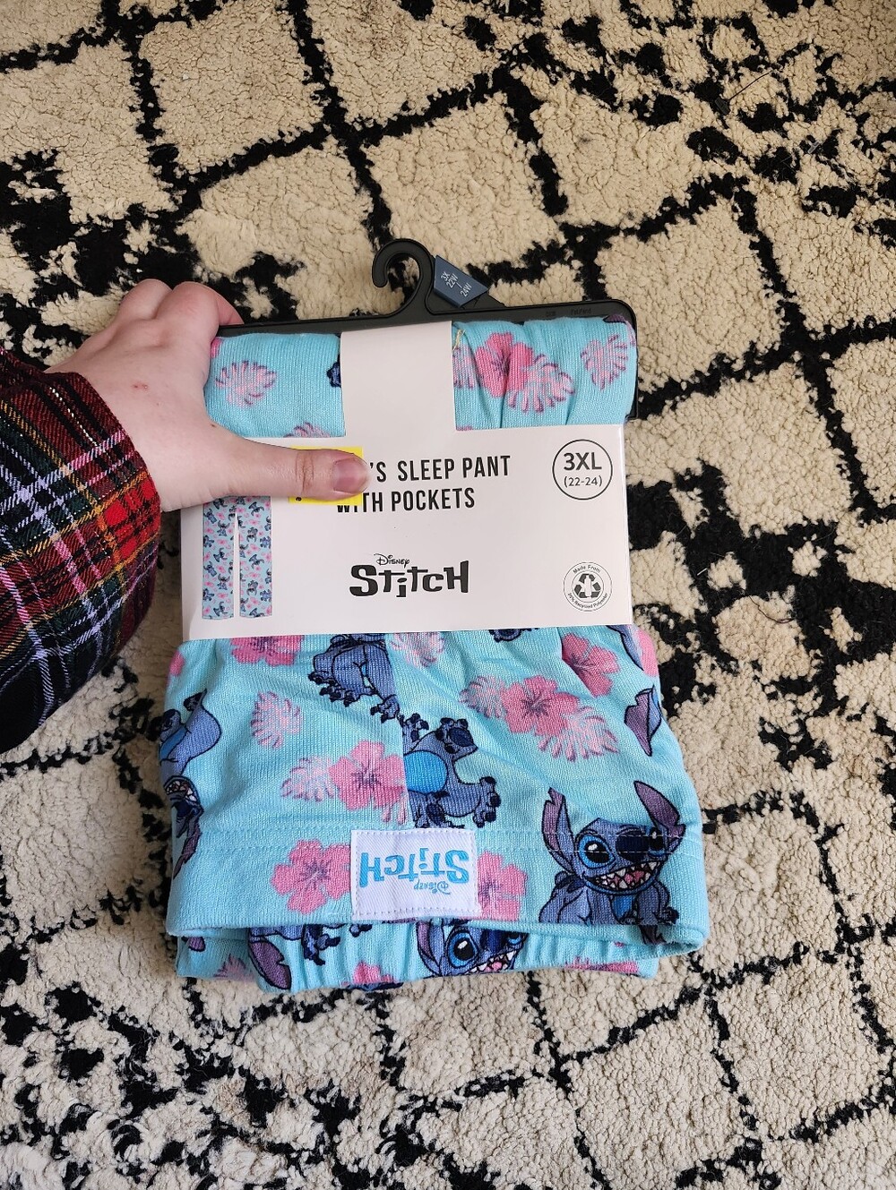 Disney Stitch Blue Floral Women's Sleep Pants with Pockets